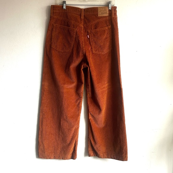 Levi’s Ribcage Wide Leg Orange Corduroy Pants Size 31 - Picture 5 of 14